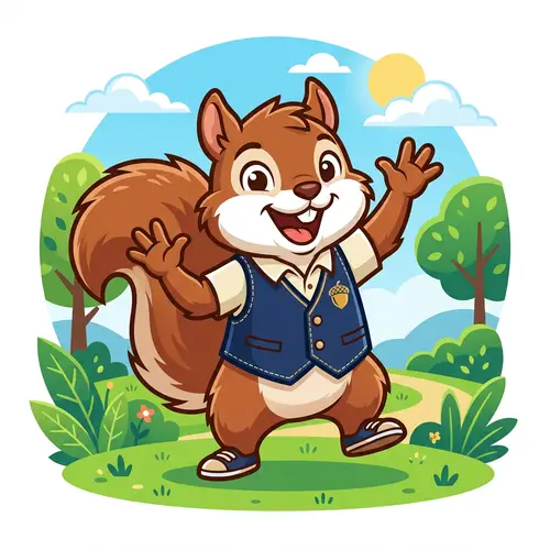 Happy Navy Vest Squirrel Mascot Vector Design