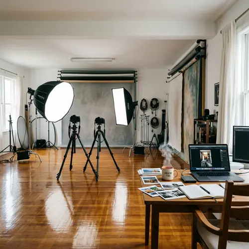 Professional Photography Studio with Well-lit Setup