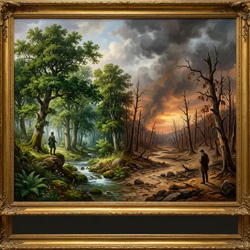 Impacts of Climate Change on Verdant Forest: Artistic Transformation