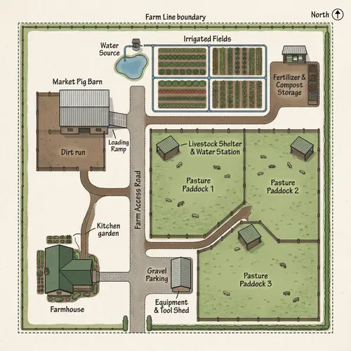 Small Farm Layout: Barn, Pastures & Farmhouse Design