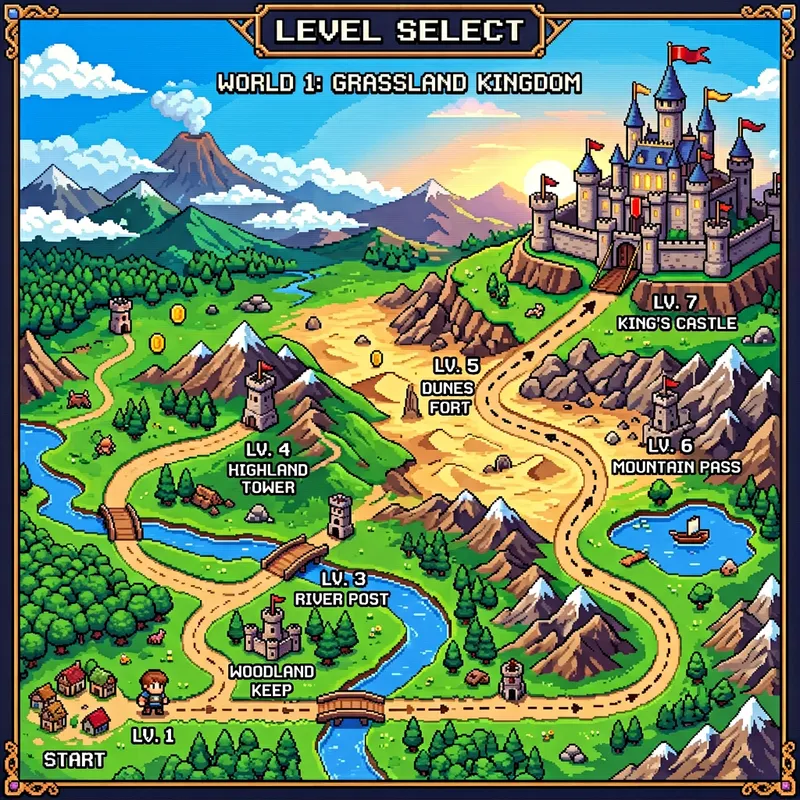 Pixelated Adventure Map for Platformer Games