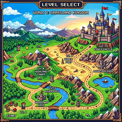 Pixelated Adventure Map for Platformer Games