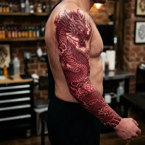 Dragon Tattoo Design in Rich Red Ink
