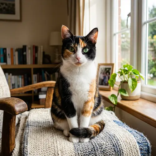 Detailed Image of Domestic Cat in Comfortable Setting