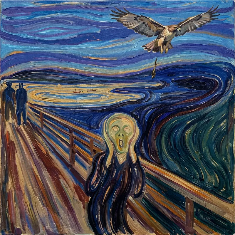 Munch's Scream: Intense Emotion Captured by a Falcon
