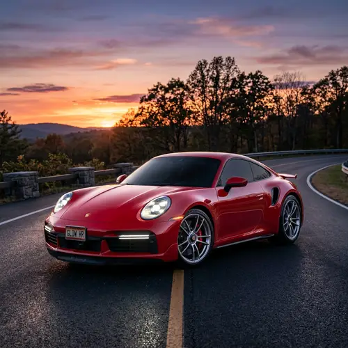 Sleek Red Modern Car | Luxury Sedan on Asphalt Road