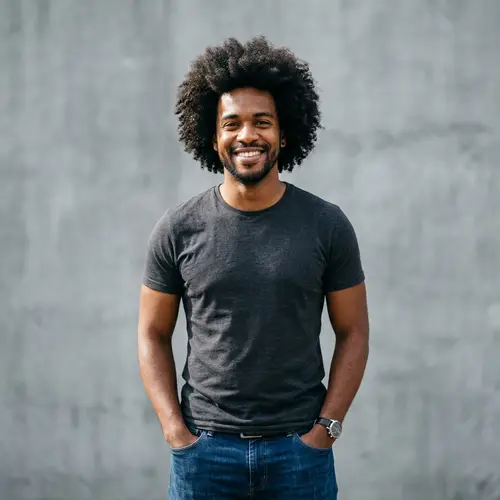 Black Man with Afro Hairstyle | Casual Dressed Portrait