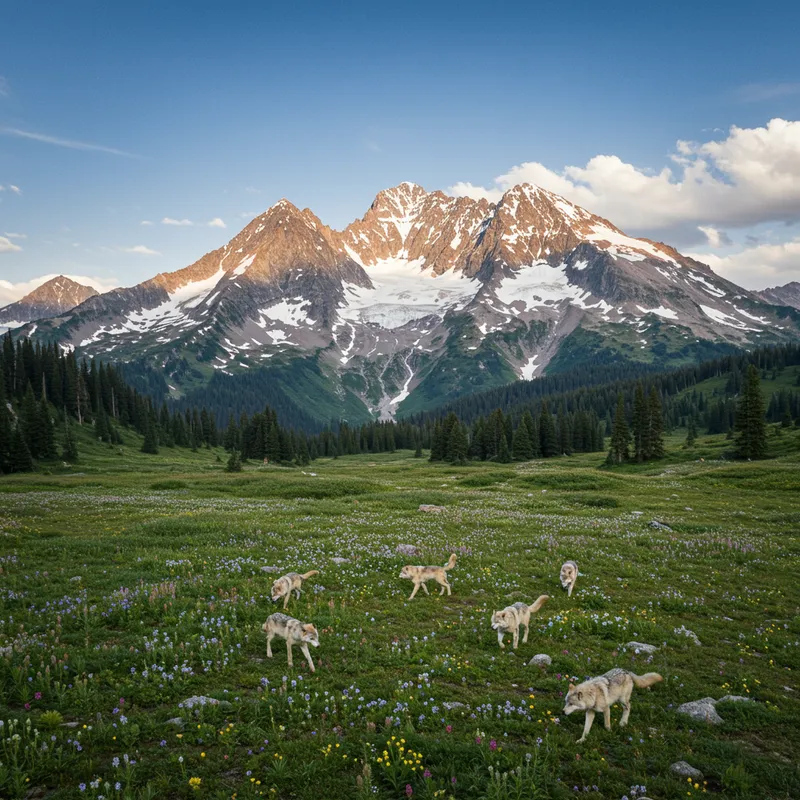 Wolves and Mountains: Majestic Nature