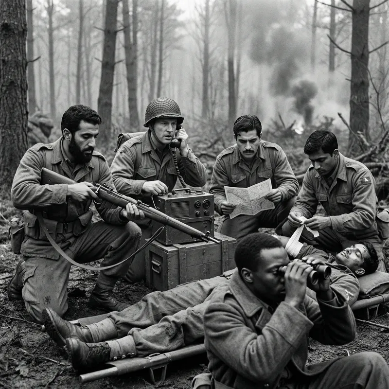Diverse Soldiers in WWII: A Historical Scene