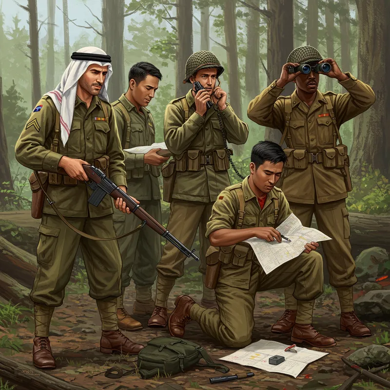 Diverse Soldiers in WWII: A Historical Scene