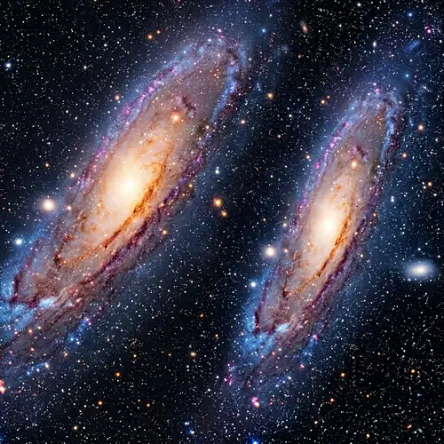 Spiral Milky Way and Andromeda Galaxy Illustration