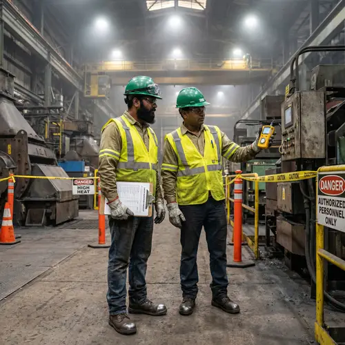 Diverse Safety Officers Ensuring Safety Regulations | Blast Furnace Inspection