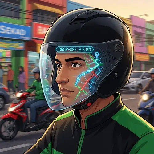 AR Helmet for Online Motorcycle Taxi Driver - Augmented Reality Maps