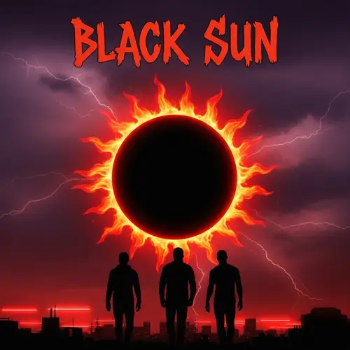 Soleil Noir Cover Art with Three Silhouettes