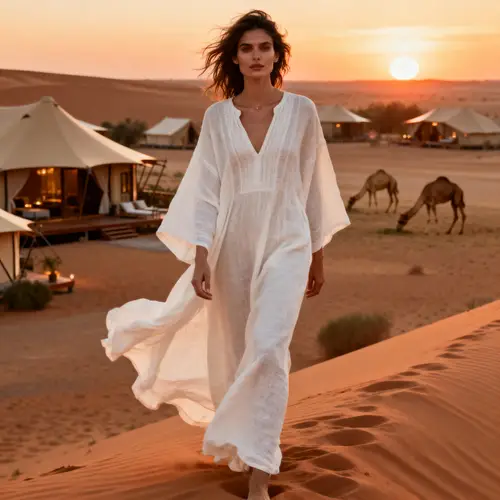 Elegant White Kaftan for Dubai Desert Safari