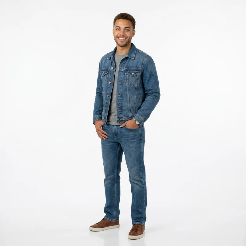 Stylish Young Man Portrait in Denim Jacket