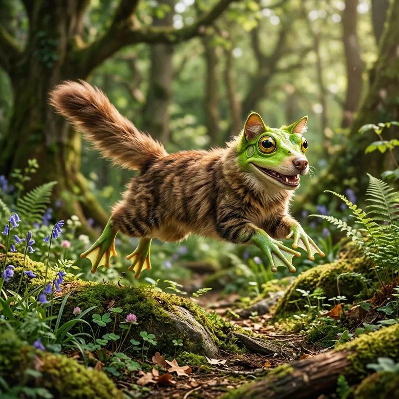 Cat-Dog-Frog Hybrid Creature | Unique Imaginative Mix