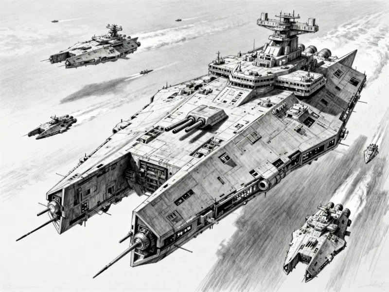 Futuristic Mega Spaceship Vector Illustration