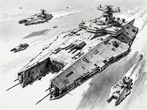 Futuristic Mega Spaceship Vector Illustration