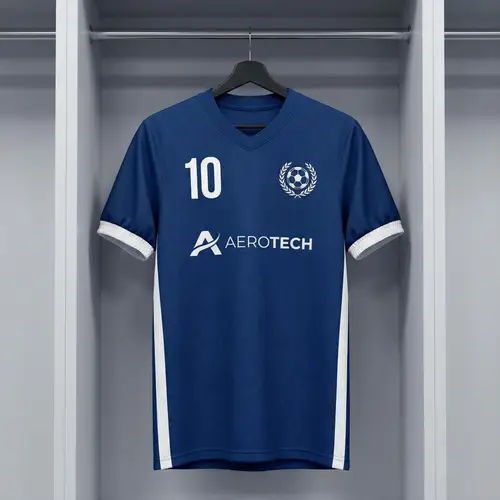 Blue Soccer Jersey with White Stripes | Official '10' Player Shirt