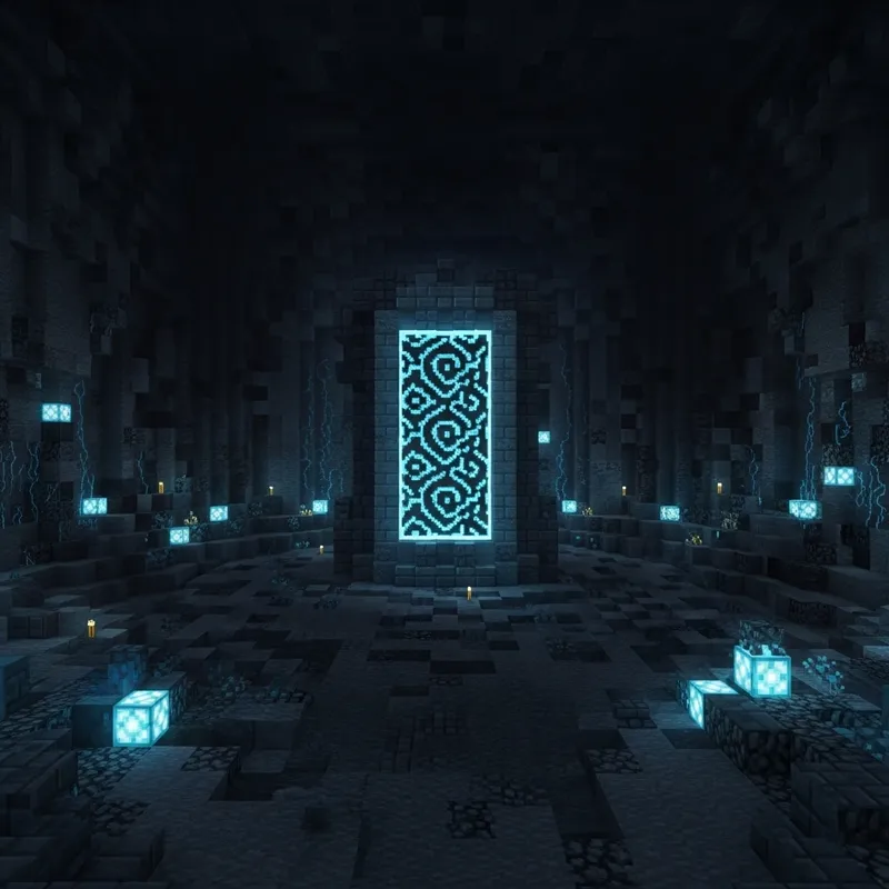 Minecraft Ancient City Portal in Dark Room