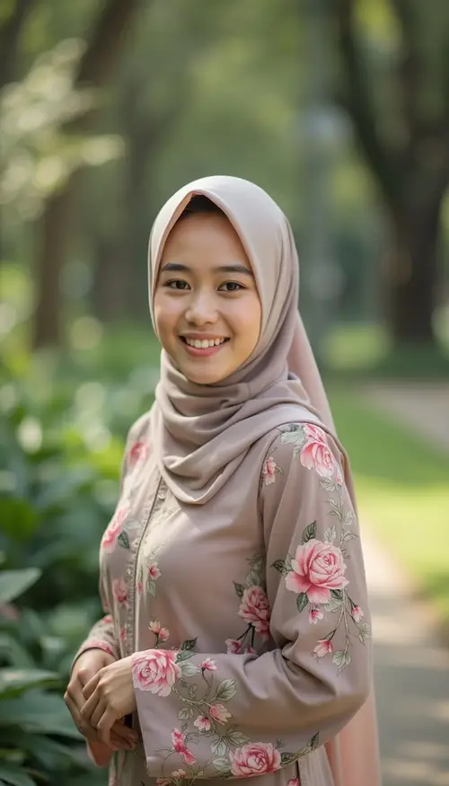 Captivating Malay Portrait in Floral Kaftan