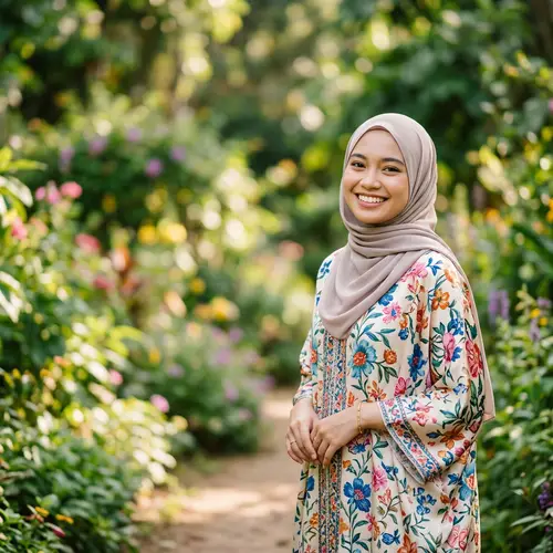 Captivating Malay Portrait in Floral Kaftan