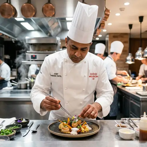 Five-Star South Asian Michelin Chef Plating Gourmet Dish
