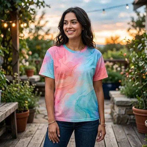 Stunning Pink and Blue Sublimation T-Shirt | Fashionable Design