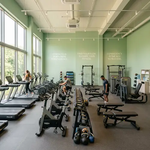 Premium Gym in Soft Pastel Green Fitness Room