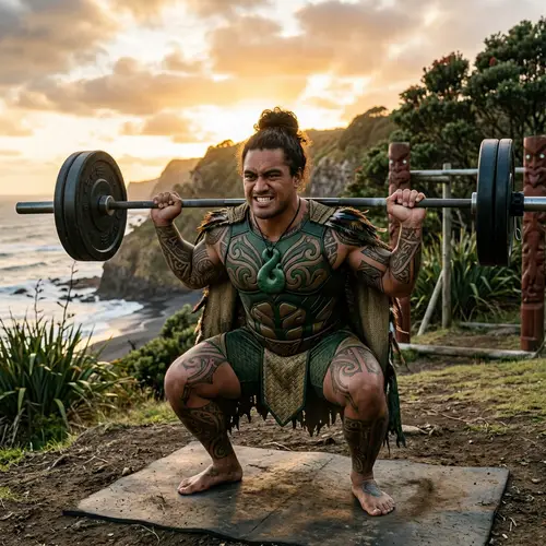 Maori Superhero Squatting - Strength and Culture