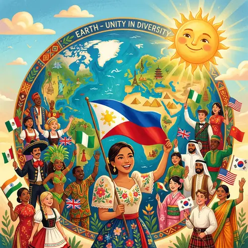 Global Unity: People from Diverse Cultures Celebrating Together