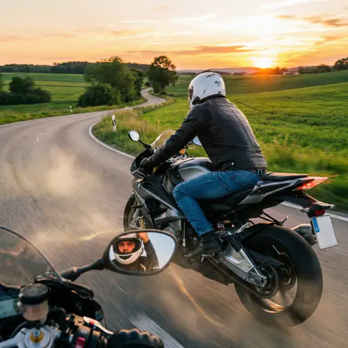Riding Adventure: Sport Motorcycle in Scenic Countryside