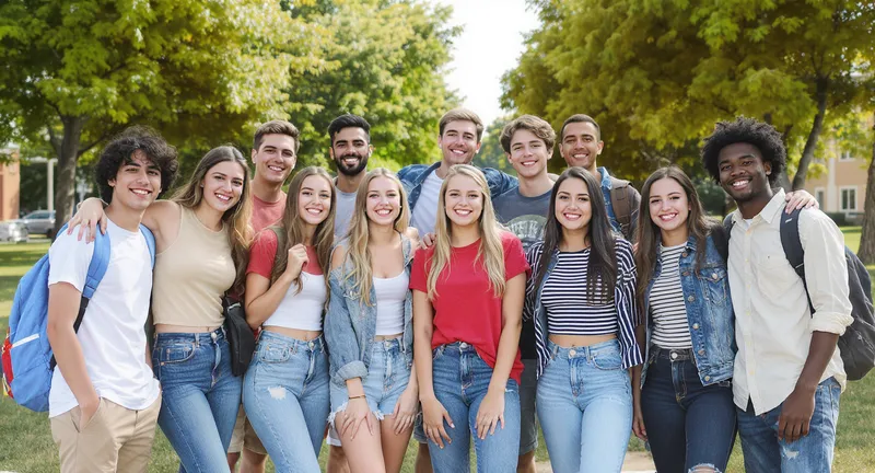 Fun Outdoor Group of Diverse Teenagers