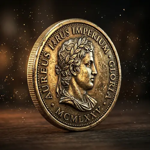 3D Textured Coin Animation with Light Effects