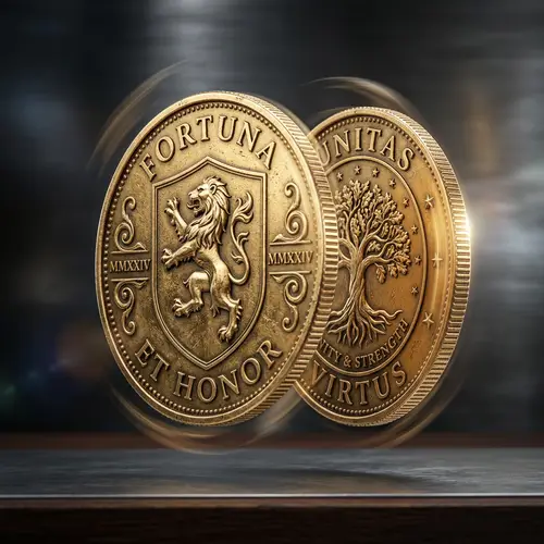 3D Textured Coin with Light Effects Animation