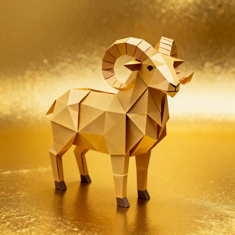 3D Ram Paper Carton Design on Golden Yellow Background