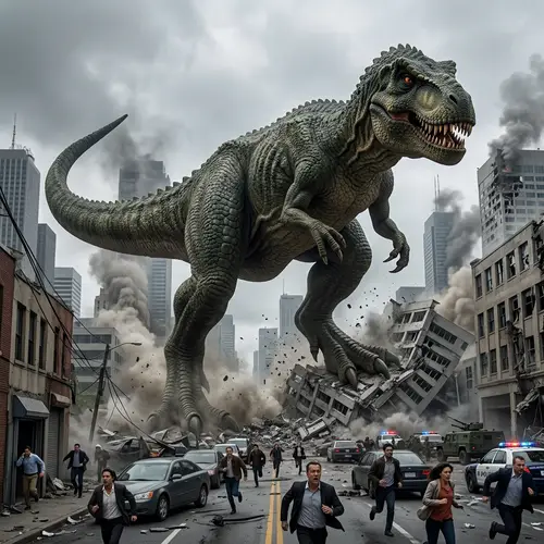 Godzilla Giant Crushes City - Apocalyptic Rampage Unleashed