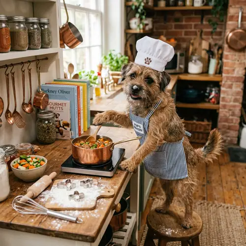 Adorable Chef Dog Cooking