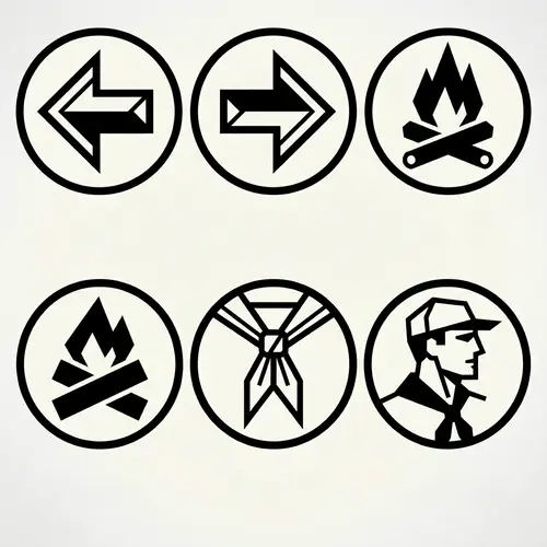 Minimalistic Round Icons for Children's Camp Website Menu