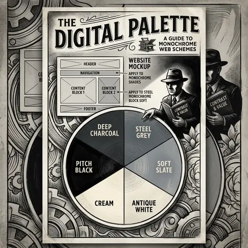 Vintage Black-and-White Poster Digital Painting