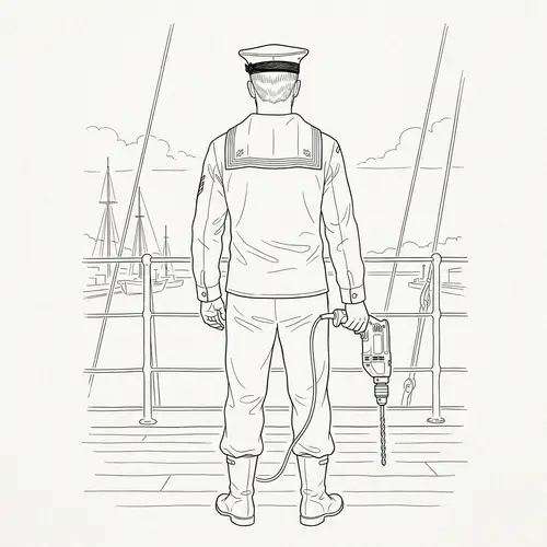 Sailor Contour Drawing in Black and White Lines