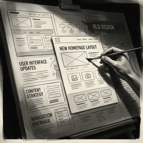 Vintage Black-and-White Digital Painting for Site Redesign