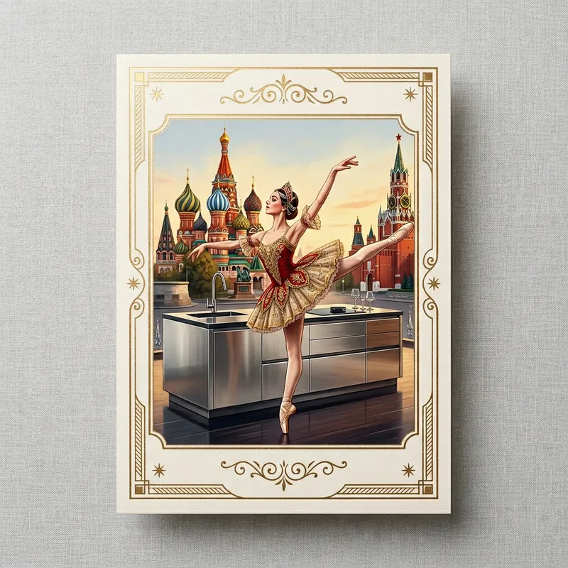 Nostalgic Ballet Ticket with Moscow Architectural Facades Nostalgic Ballet Ticket with Moscow Architectural Facades
