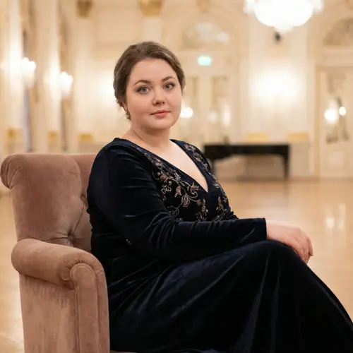 Elegant Russian Woman in Evening Dress