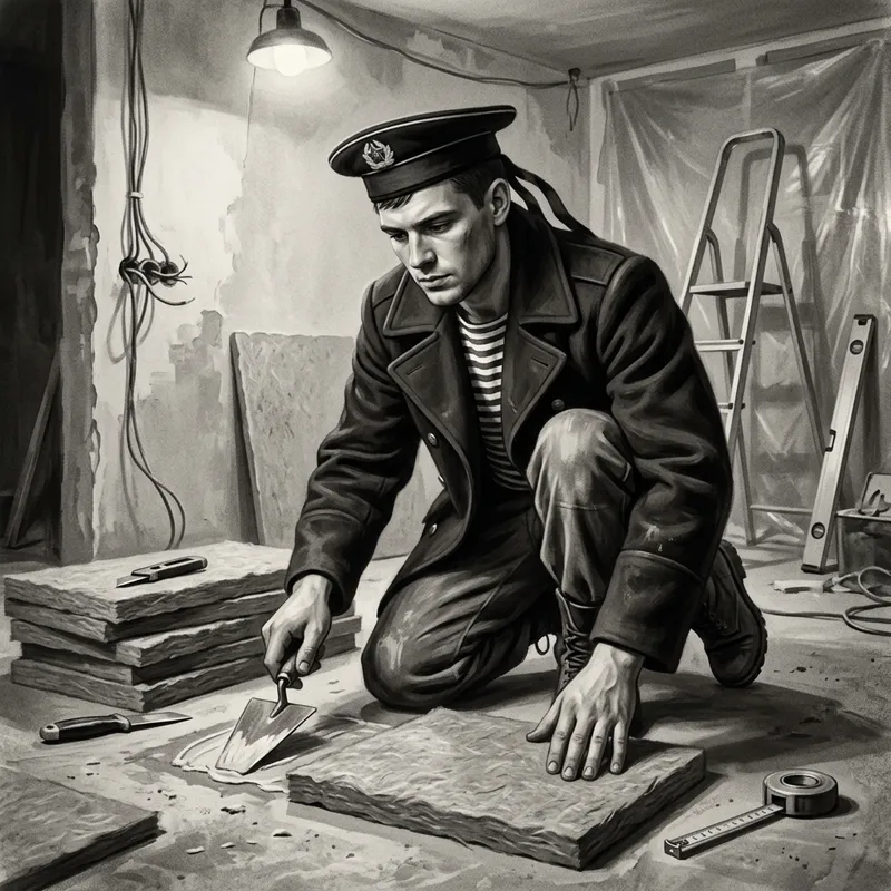 Vintage Russian Sailor Builder: Renovating Apartment Scene