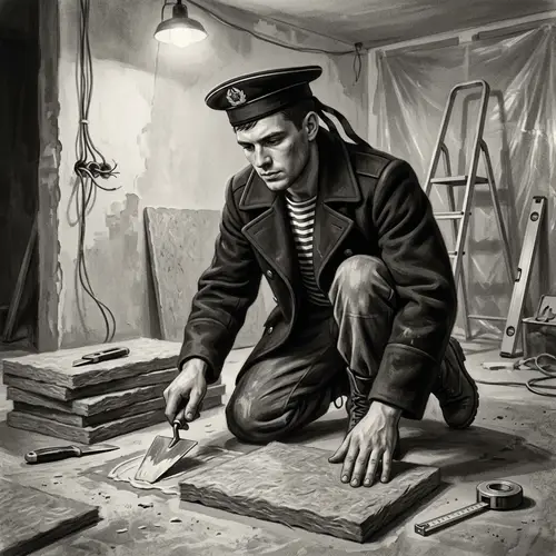 Vintage Russian Sailor Builder: Apartment Renovation Scene