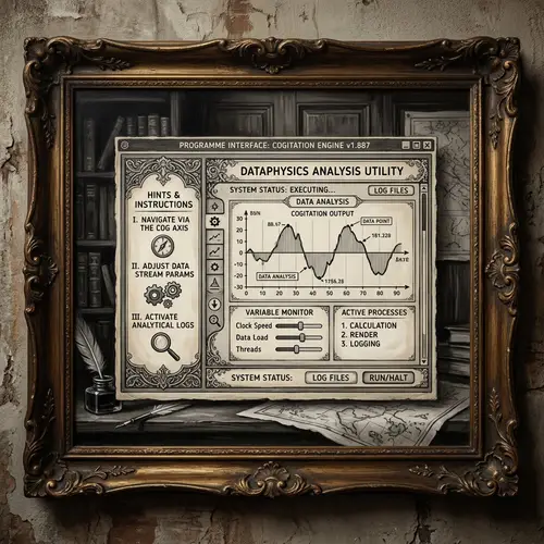 Vintage Black-and-White Digital Painting of Program Interface | Modern Tech Theme