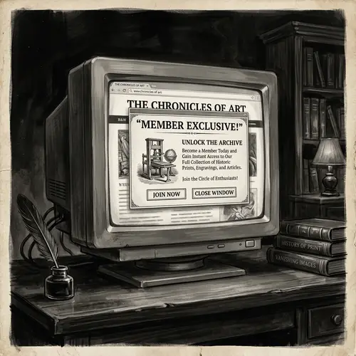 Vintage Black-and-White Digital Painting of a Pop-Up Window | Website Art