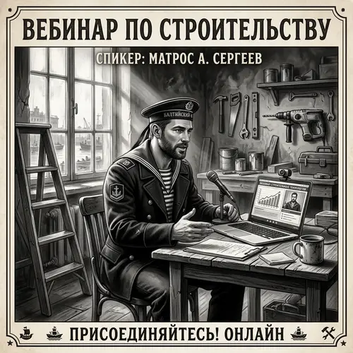 Vintage Style Russian Sailor Conducting Webinar with Chiaroscuro Lighting